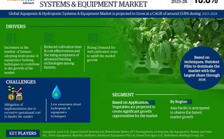 Global Aquaponic & Hydroponic Systems & Equipment Market to Soar at 13.8% CAGR Through 2028 | Trends, Drivers, and Forecast Analysis