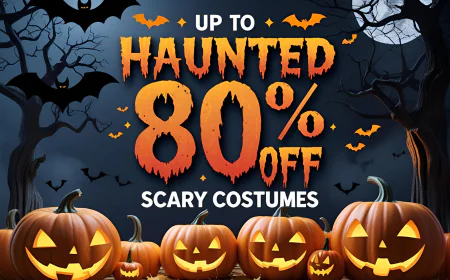 What types of scary Halloween costumes are included in the up to 80% off sale?