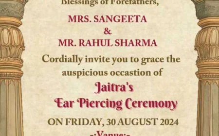 Graceful Celebrations with a Traditional Ear Piercing Ceremony Invitation from CraftyArt
