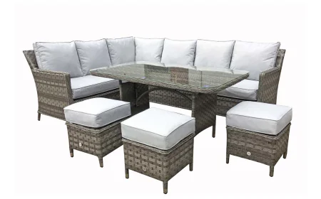 Edwina Rattan Grey Corner Dining Sofa in Grey – The Perfect Addition to Your Outdoor Space