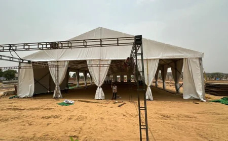 German Hanger Tent on Rent: Ideal for Exhibitions, Product Launches, and Fairs