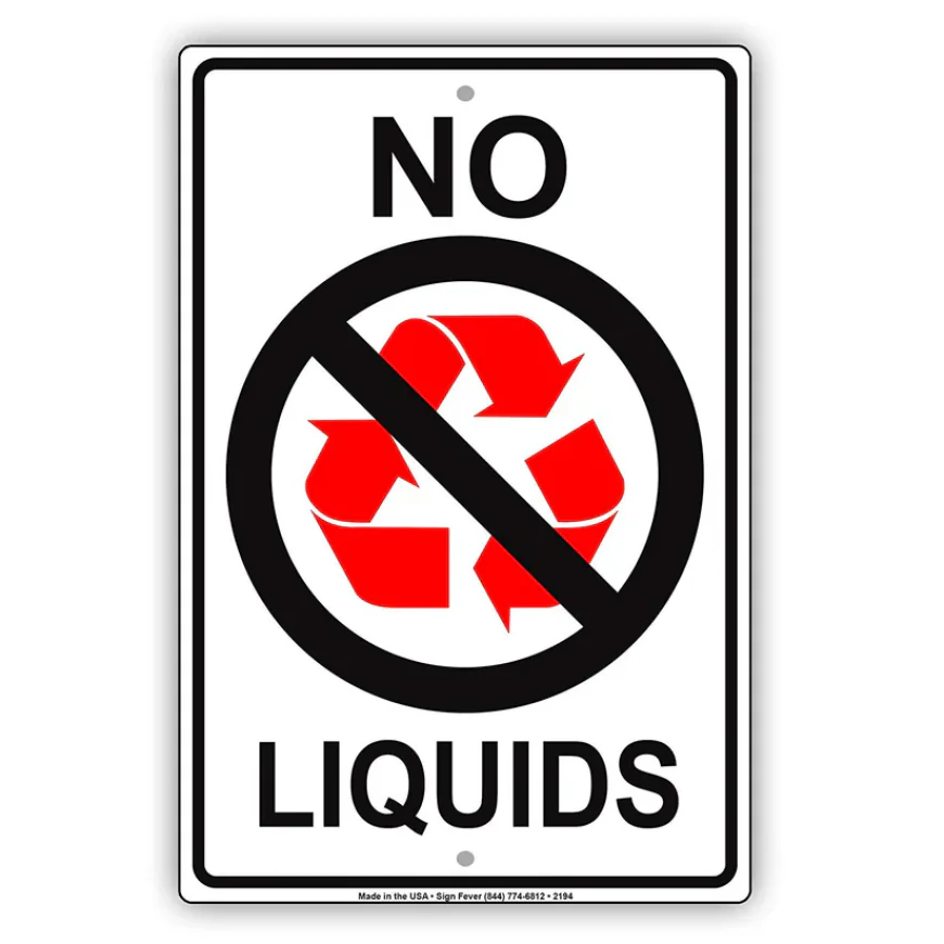 No Liquids in Trash Sign – Keeping Workplaces Clean and Safe