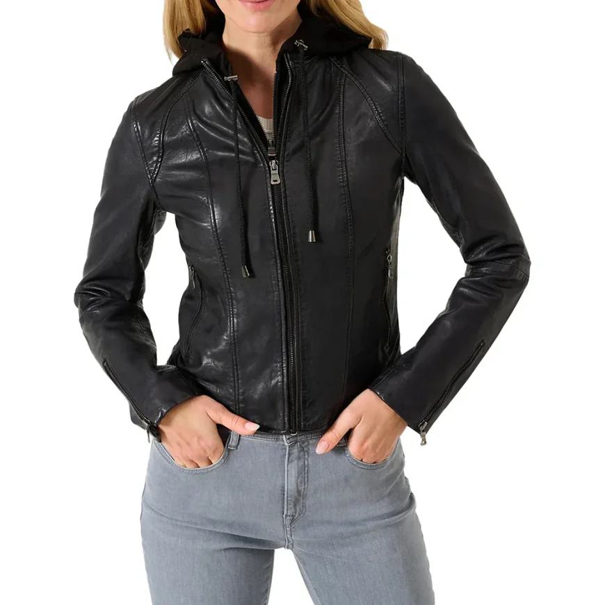 Womens Cafe Racer Hooded Jacket – Bold Elegance with Everyday Edge