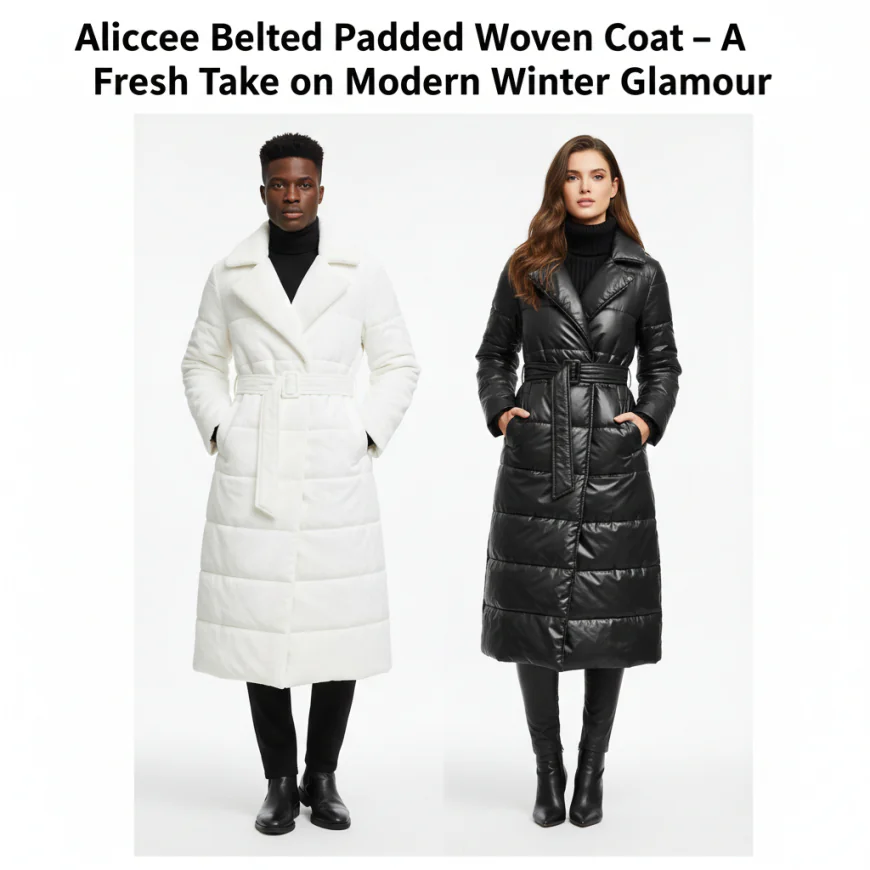 Aliccee Belted Padded Woven Coat – A Fresh Take on Modern Winter Glamour