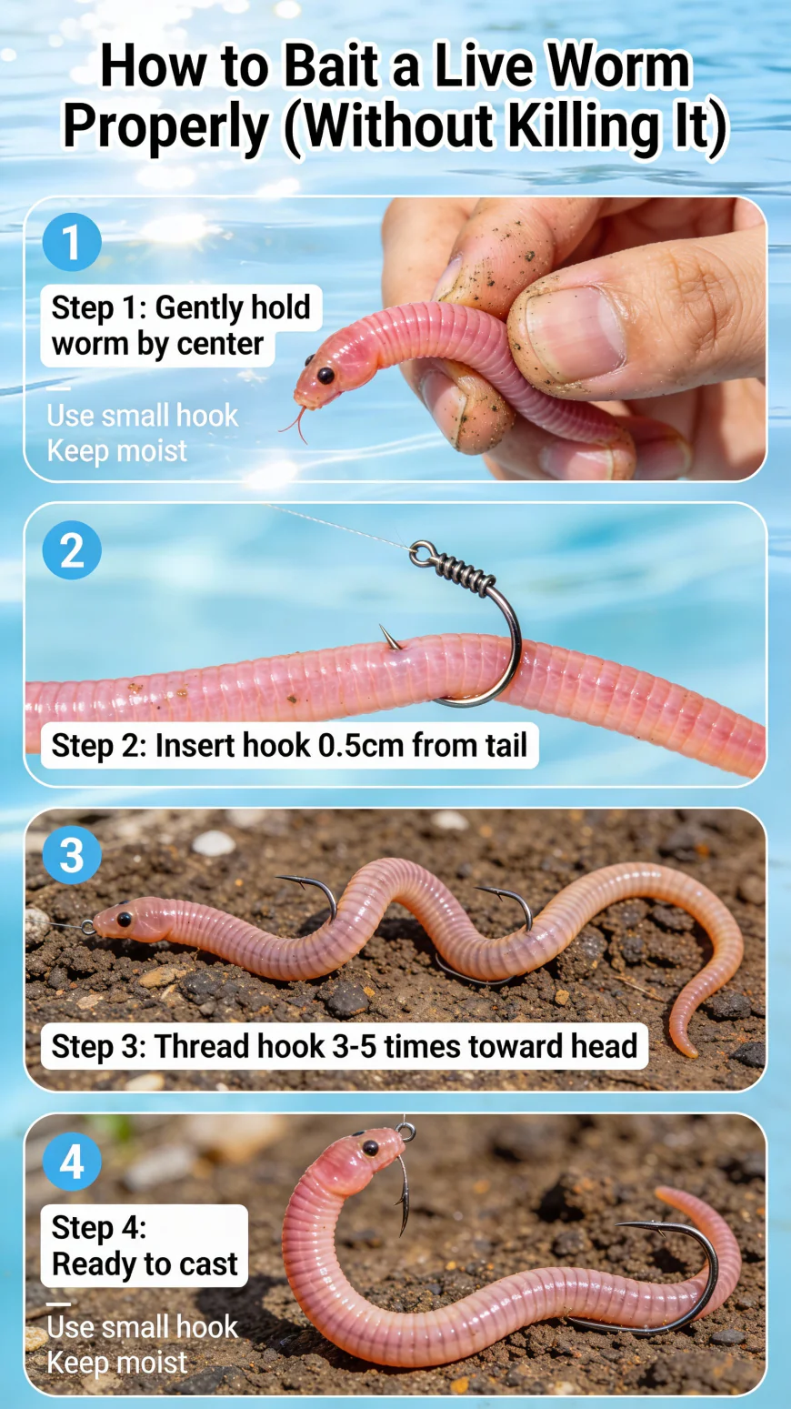 How to Bait a Live Worm Properly (Without Killing It)