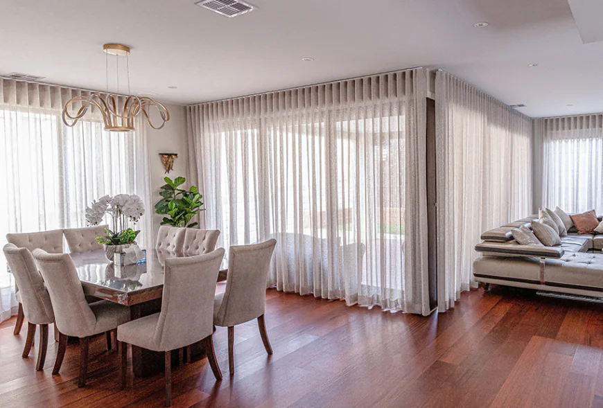Timeless Interior Elegance with White Curtains in Dubai
