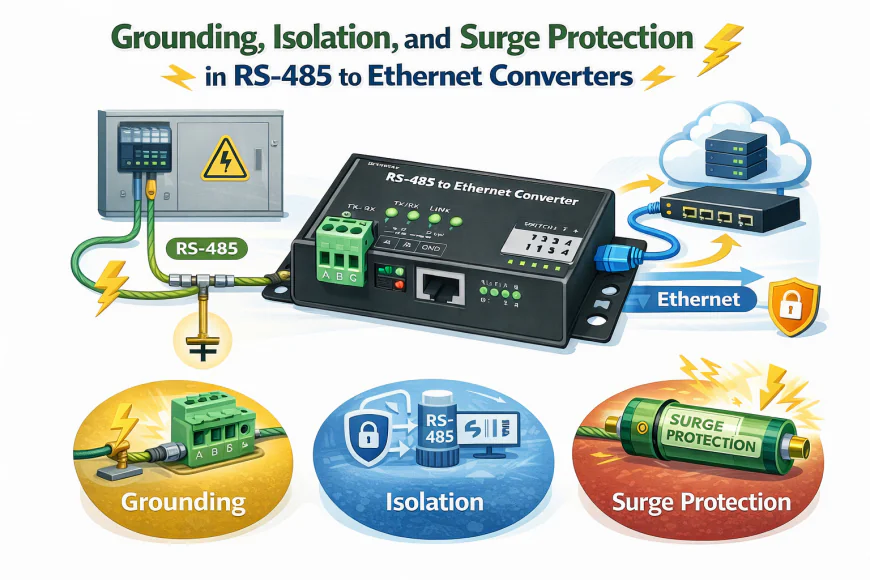 Grounding, Isolation, and Surge Protection in RS‑485 to Ethernet Converters