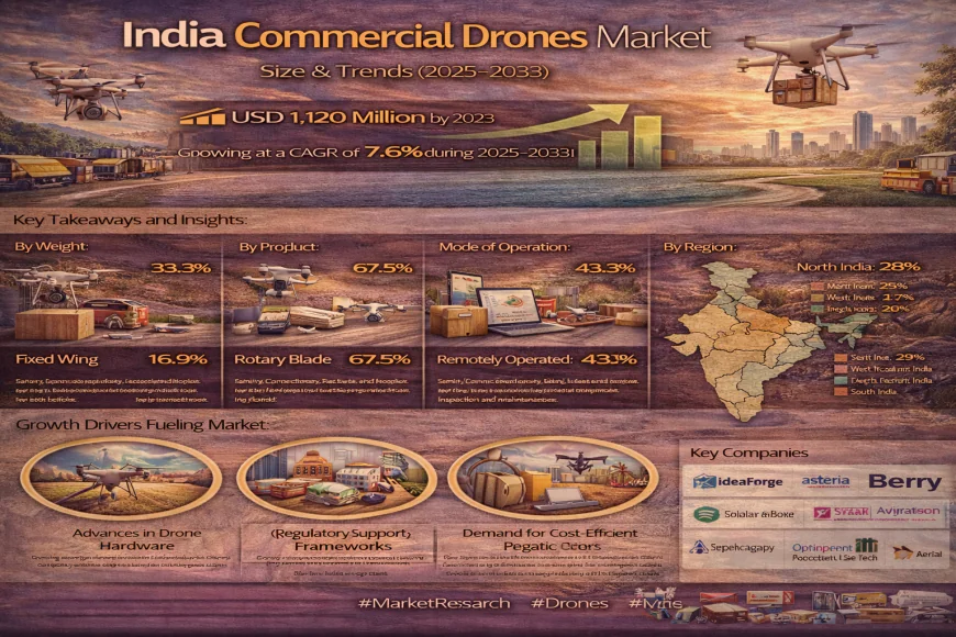 India Commercial Drones Market Trends, Size, Share, Growth and Forecast 2025–2033 | Get Free Sample Report