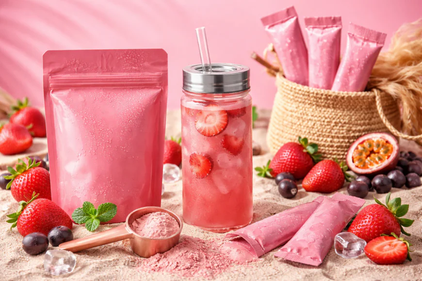 Protein on the Go: Strawberry Acai Protein Travel Pack by Gramms