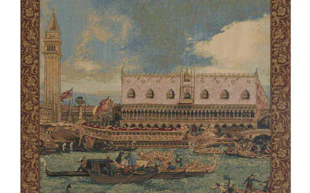 Bucintoro Vertical Italian Nautical Wall Tapestry: Classic Venetian Ship Art for Elegant Home Decor by SaveOnTapestries