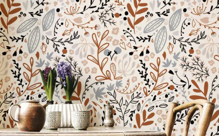 Retro Style Floral Wallpaper for Living Room Decor