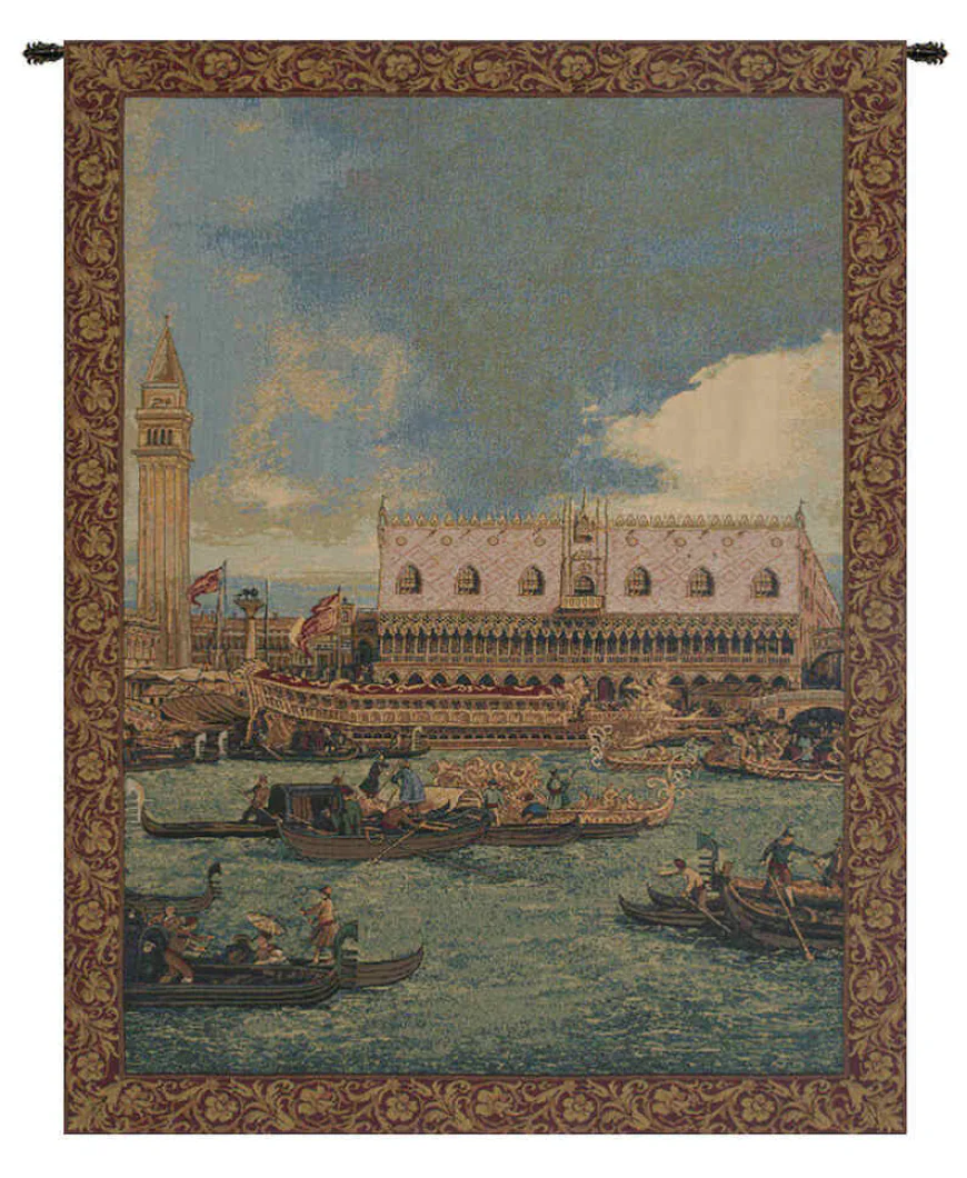 Bucintoro Vertical Italian Nautical Wall Tapestry: Classic Venetian Ship Art for Elegant Home Decor by SaveOnTapestries