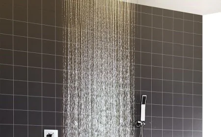 How do LED lights function in shower sets with tub spout?