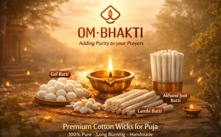 Premium Cotton Puja Wicks | 100% Pure & Smokeless | Om Bhakti