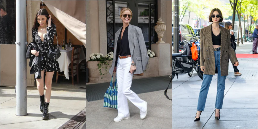 pinstripe suit with the lapels worn in an asymmetric