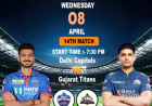 April 8th Showdown: Reddy Anna Online Book ID Previews the Thrilling Match Between Delhi Capitals and Gujarat Titans at 7:30 PM.
