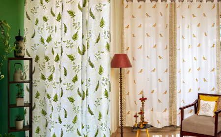 Shop Block Print Cotton Curtains with Beautiful Bird Designs Online