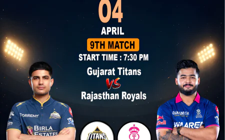 A Clash of Titans: Previewing the Gujarat Titans vs Rajasthan Royals in the 9th IPL Match with Reddy Anna Book ID Insights, April 4 at 7:30 PM.
