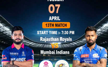 Reddy Anna Takes Center Stage: A Detailed Preview of the Thrilling IPL 13th Match Between Rajasthan Royals and Mumbai Indians at Barsapara Cricket Stadium.