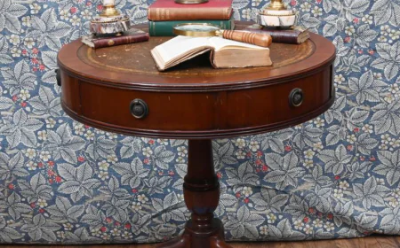 Georgian Revival Drum Table Side Leather Top Classic Elegance by Canonbury Antiques