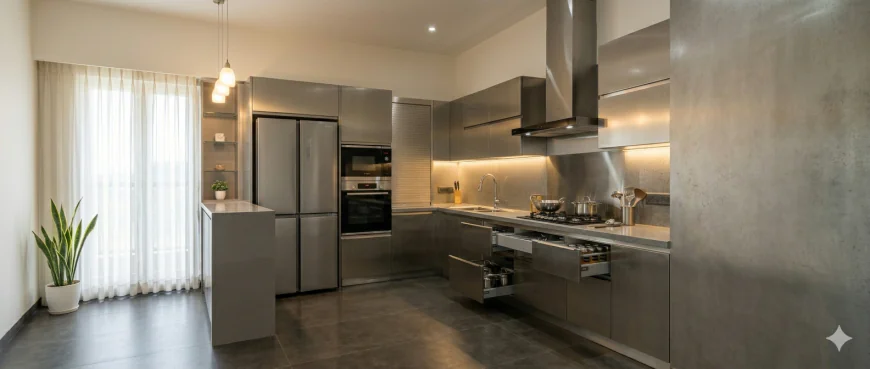 Stainless Steel Kitchen: Contemporary, Robust, and Sanitary Kitchen Options