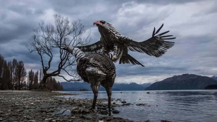 Haast Eagle Sculpture NZ | Kinetic Metal Eagle Art | Custom Designs