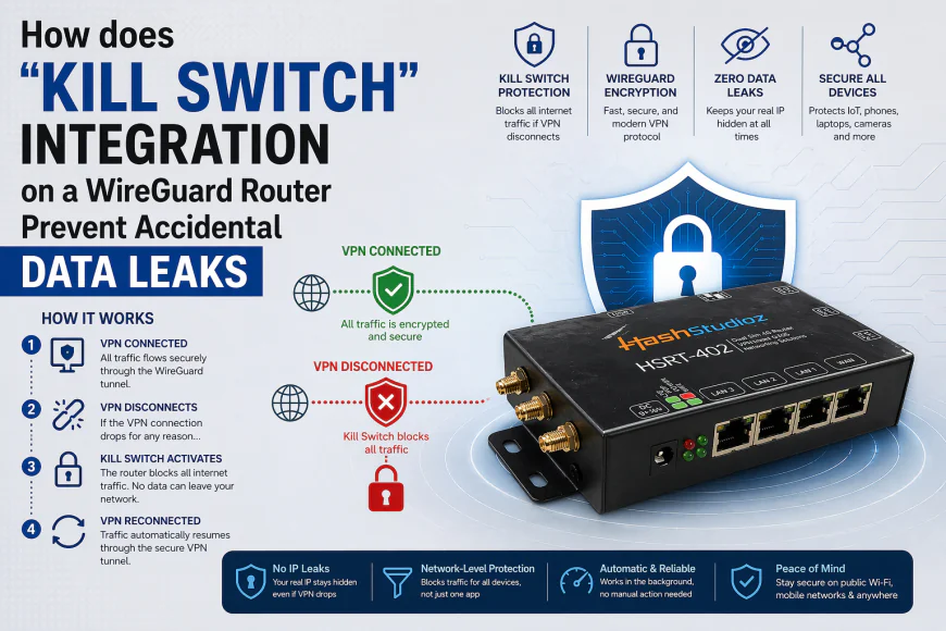 How does "Kill Switch" integration on a WireGuard router prevent accidental data leaks