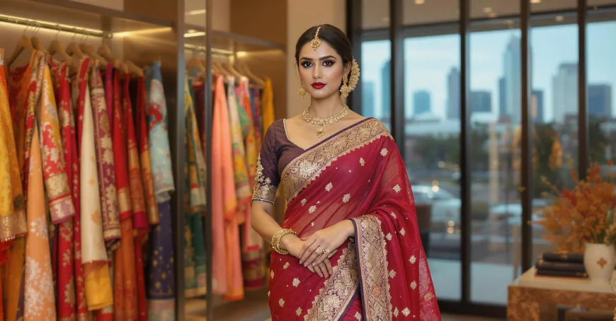 Indian Saree Dallas Elegant Ethnic Wear Silk Threads