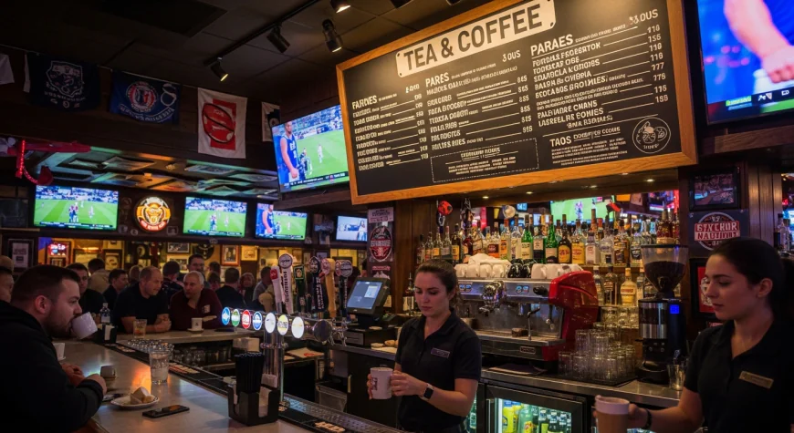 Why should a sports bar include tea and coffee on its menu?