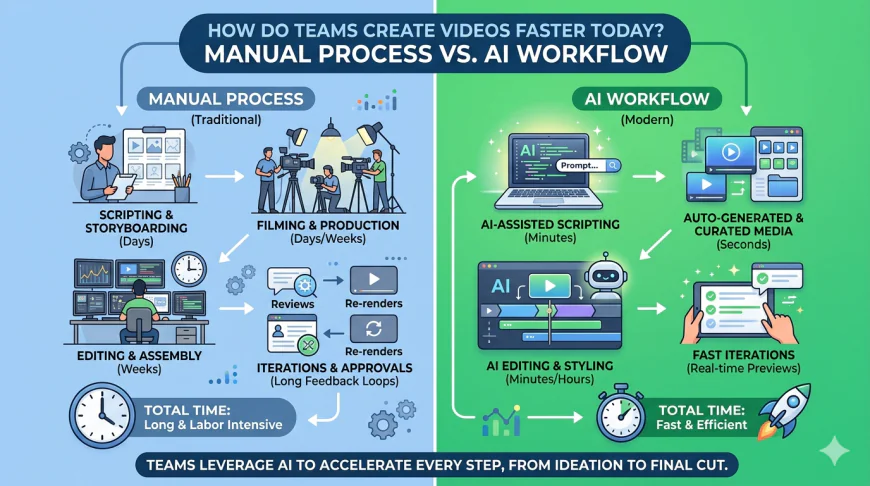 How Do Teams Create Videos Faster Today? Manual Process vs AI Workflow