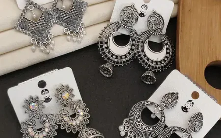 Oxidised Silver Earrings with Vintage Boho Charm