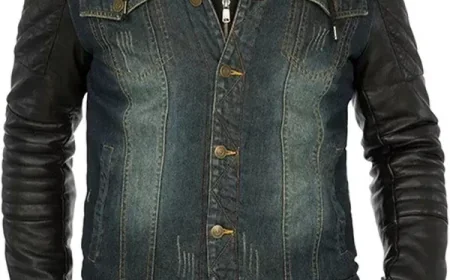 Mens Hooded Leather Denim Jacket – A Stylish Fusion of Rugged Denim and Premium Leather Fashion