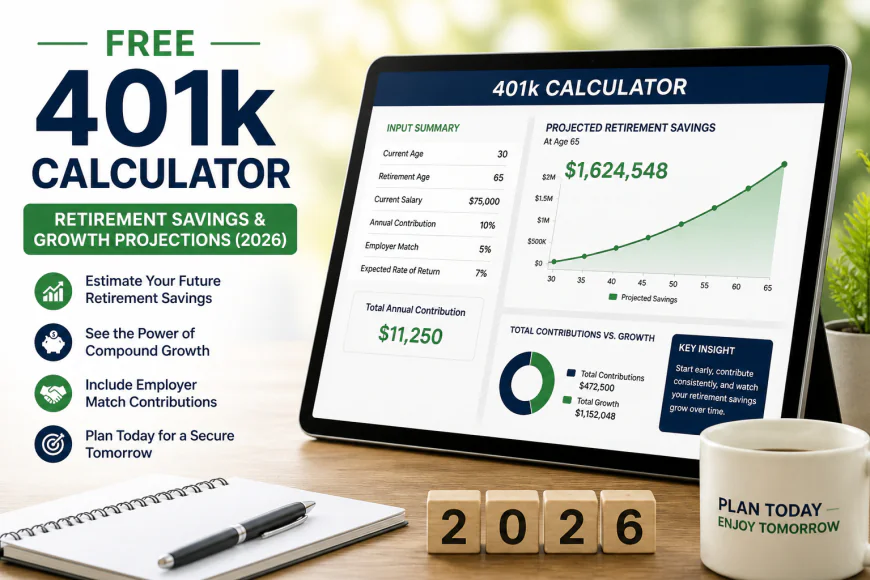 Free 401k Calculator: Retirement Savings & Growth Projections (2026)