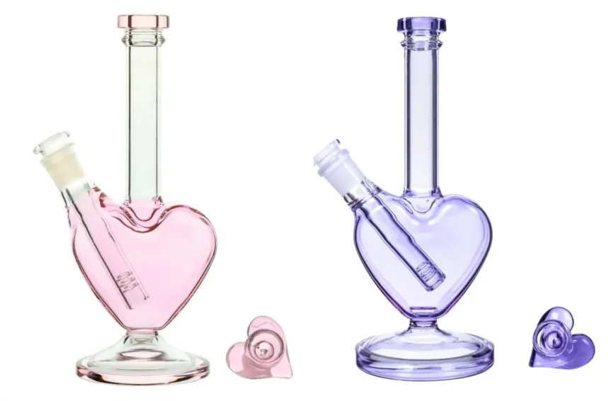 Heart & BM Design Bongs: 7mm Thick Glass with Ice Catcher for Canada