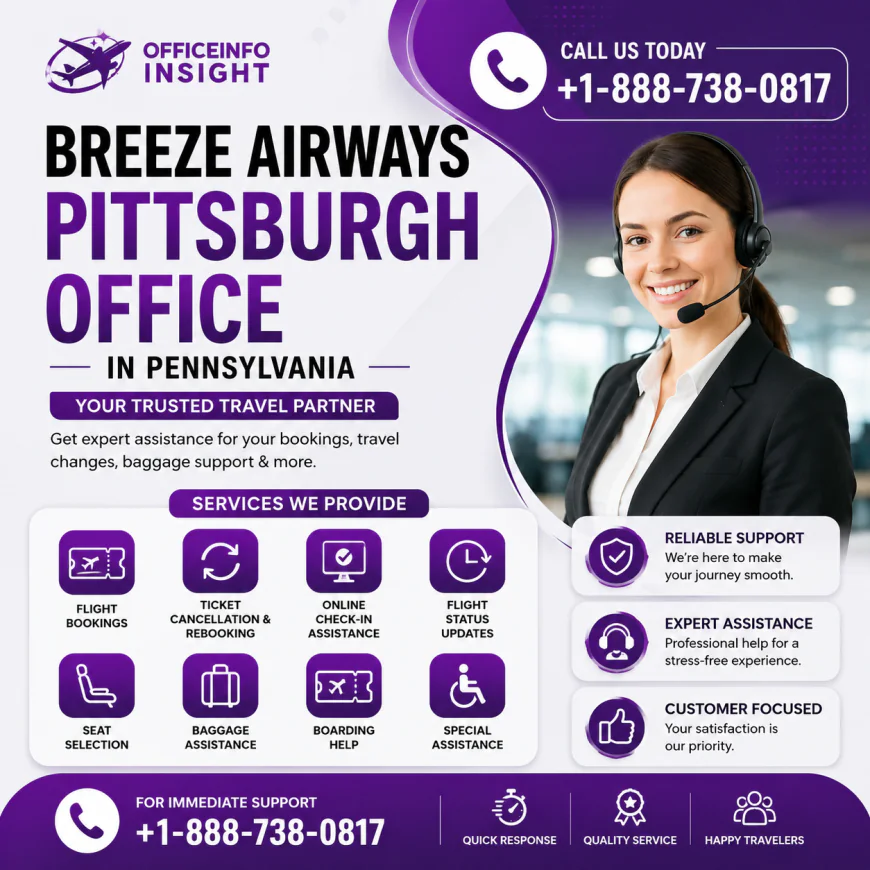 Breeze Airways Pittsburgh Office in Pennsylvania +1-888-738-0817