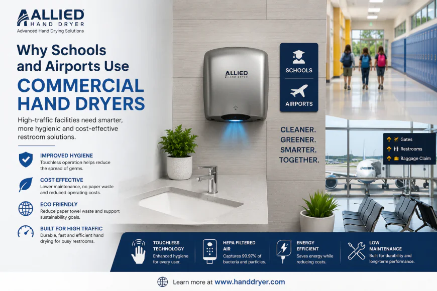 Why Schools and Airports Use Commercial Hand Dryers