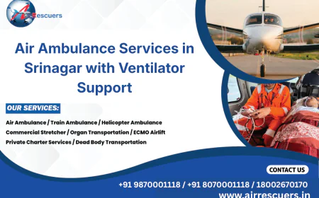 Air Ambulance Services in Srinagar with Ventilator Support