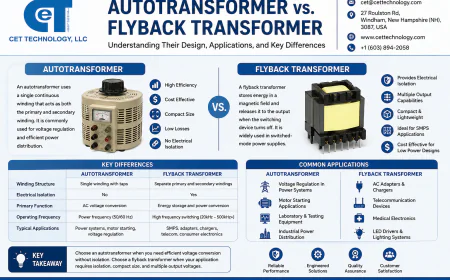Autotransformer vs. Flyback Transformer: Understanding Their Design, Applications, and Key Differences