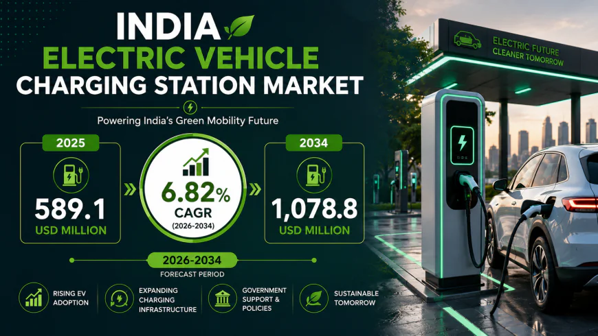 India Electric Vehicle Charging Station Market to Reach USD 1,078.8 Million by 2034, at a CAGR of 6.82%