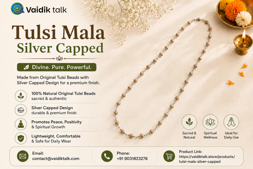 Tulsi Mala Silver Capped – A Sacred Blend of Spirituality & Elegance