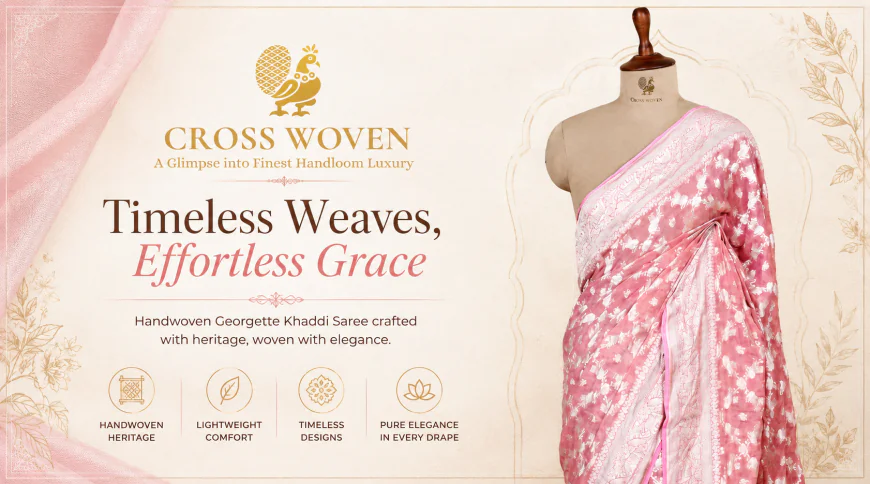 Premium Georgette Khaddi Saree Collection with Elegant Banarasi Craftsmanship