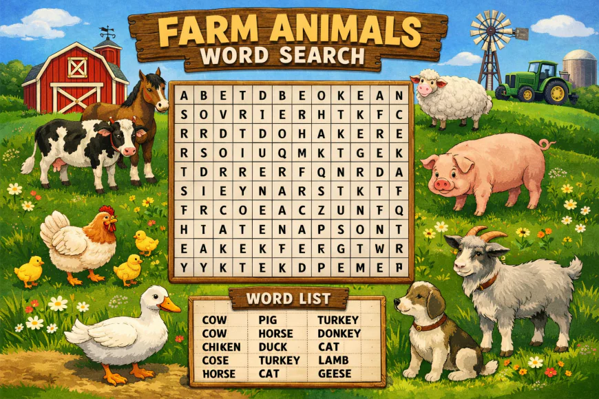 Farm Animals Word Search: The Ultimate Educational Activity for Kids and Beginners