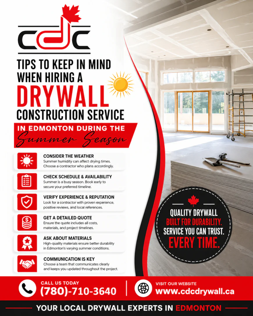 Tips to Keep in Mind When Hiring a Drywall Construction Service in Edmonton During the Summer Season