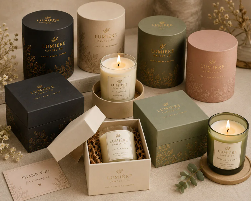 Candle Packaging with Logo for a More Cohesive Brand Identity
