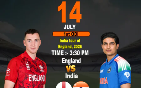 Join Us Live: The Anticipated 1st ODI of India Tour of England 2026 at the Diamond Exchange ID This Tuesday, July 14 at 3:30 PM.