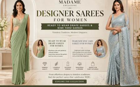 Designer Sarees for Women: Ready to Wear Drape Sarees & Nine Yard Sarees | Madame Exclusive