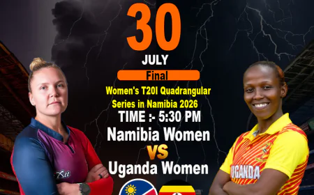 Catch the Action: Namibia Women Take on Uganda Women in a Thrilling Diamondexch ID Final on July 30th at 5:30 PM.