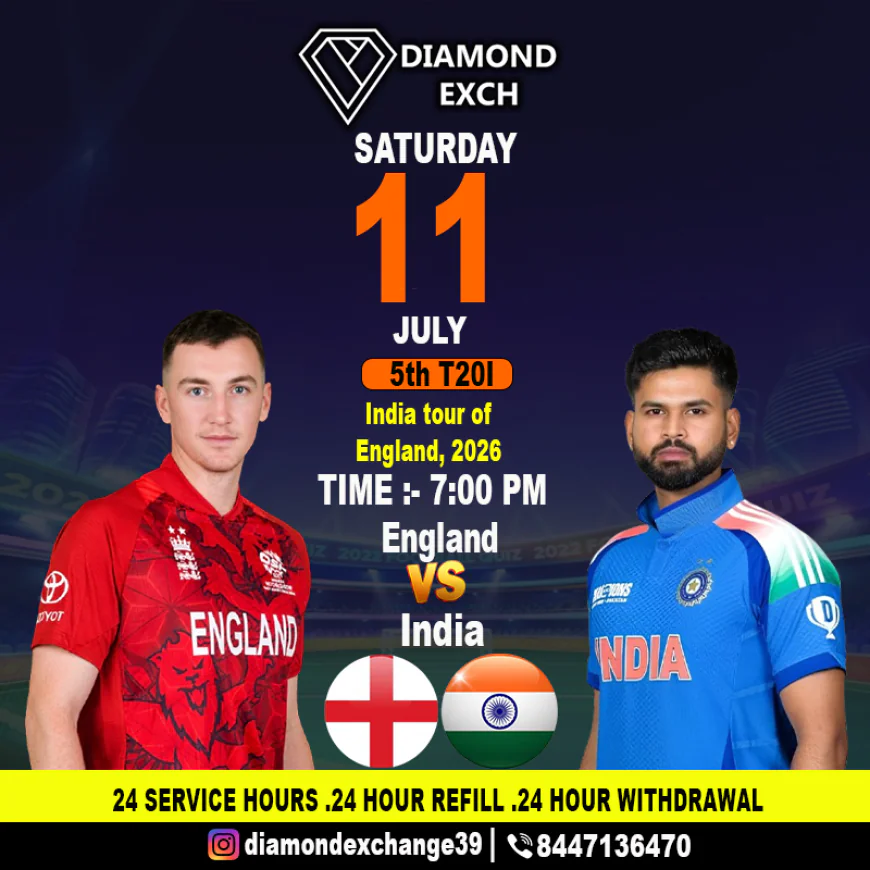 England vs India Rivalry Heats Up with Diamondexch ID in the Anticipated 5th T20I on July 11, 2026, at 7:00 PM.