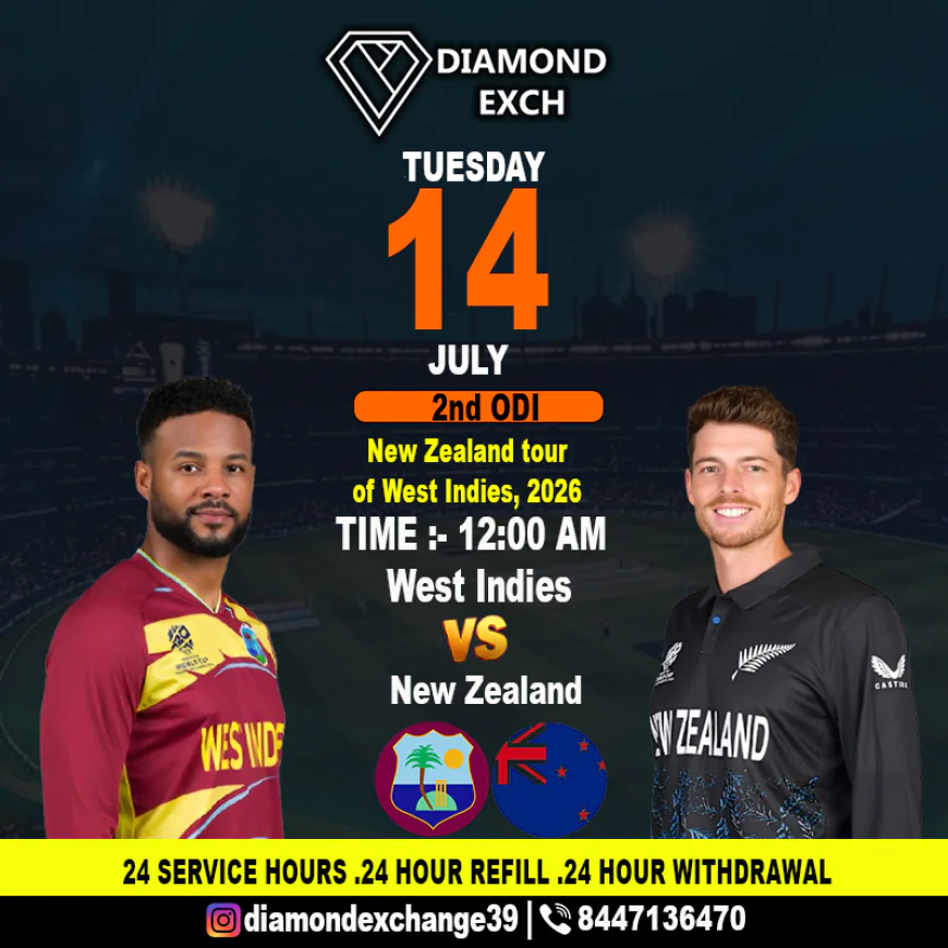 Diamond Exchange ID Takes Center Stage: Key Players and Strategies for West Indies vs New Zealand in the 2nd ODI on July 14th.