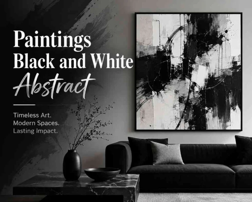 Paintings Black and White Abstract for Timeless Interior Style